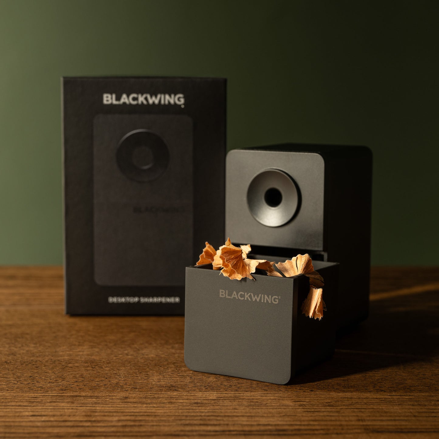Blackwing Desktop Pencil Sharpener with drawer open