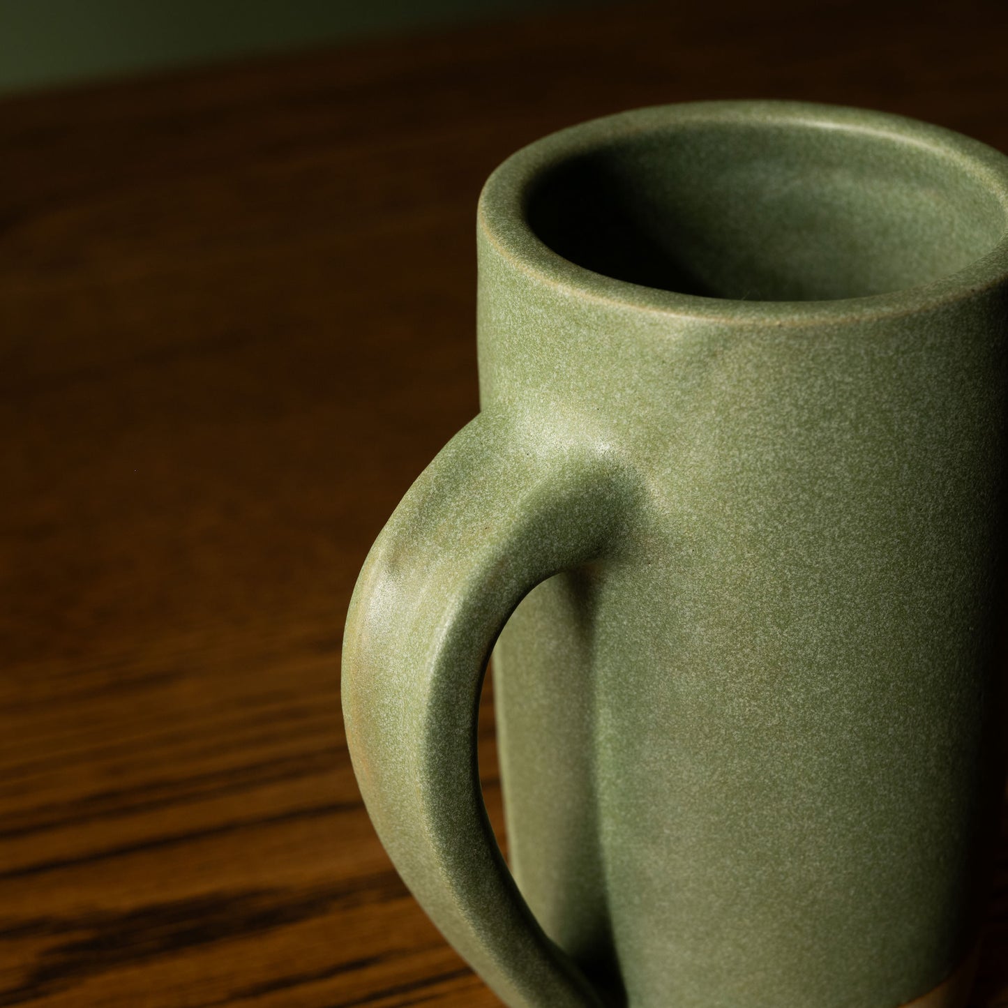Carrick Ceramics Stoneware Tall Mug handle in green