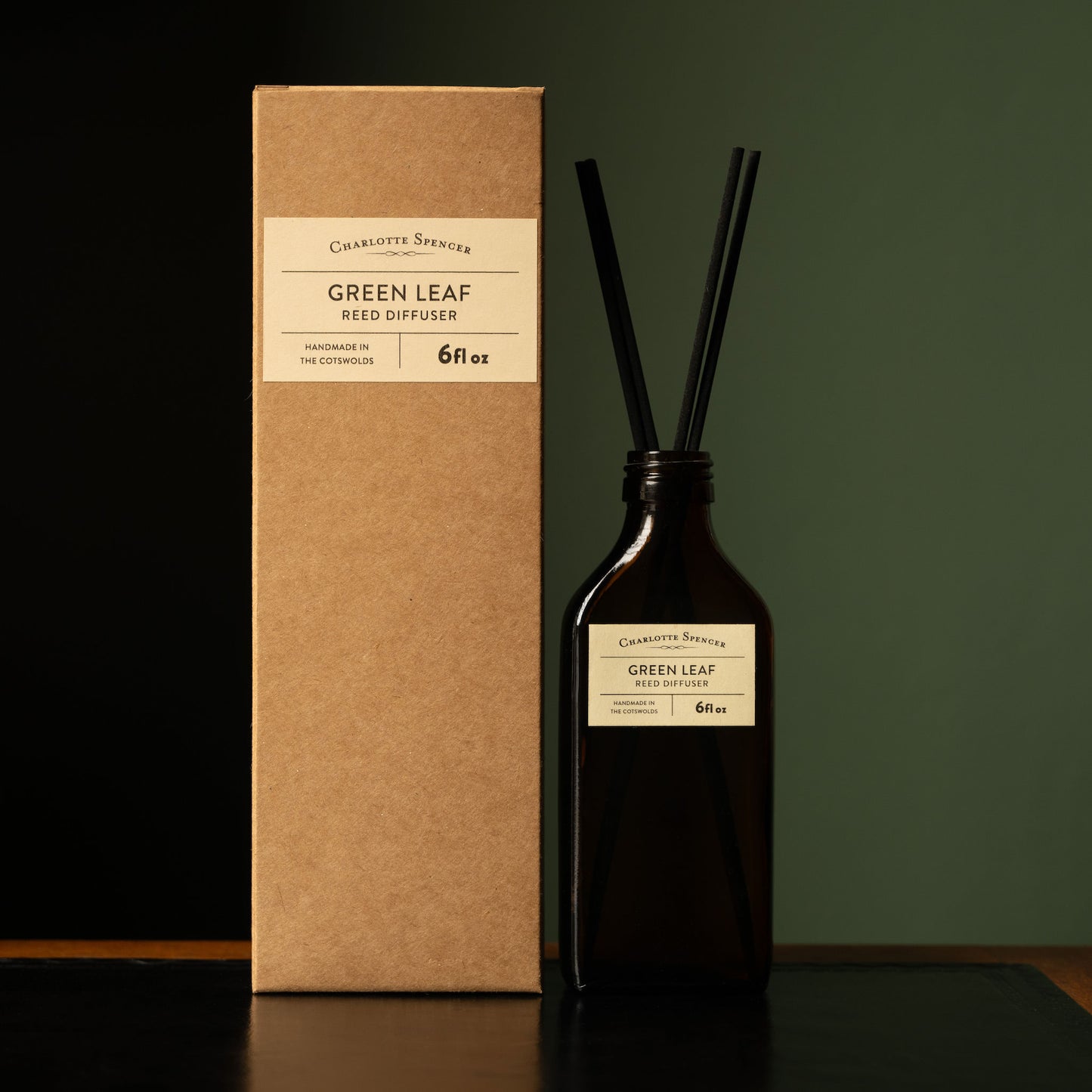 Charlotte Spencer Green Leaf Reed Diffuser & Box