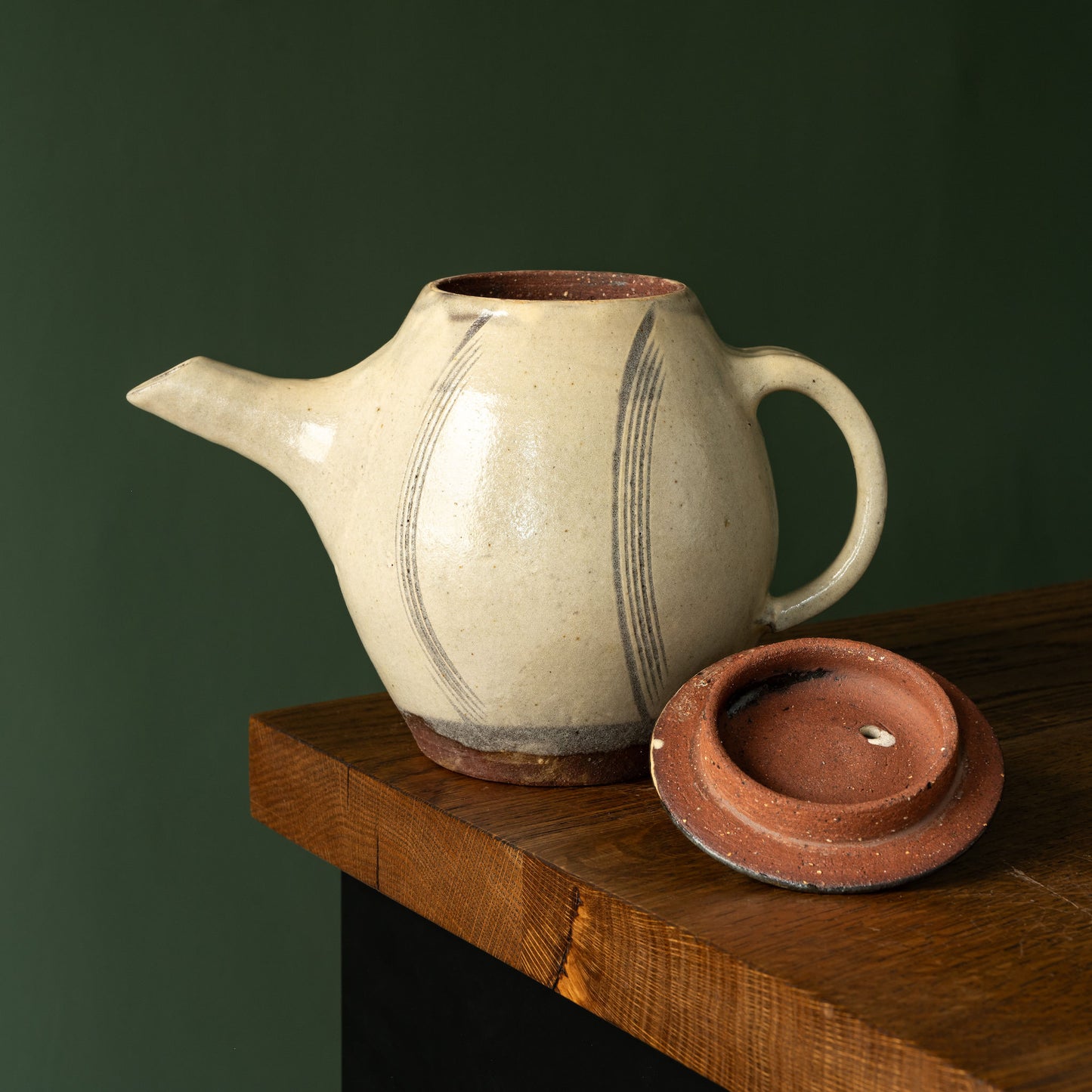 Joshua Williams cream earthenware teapot with lid
