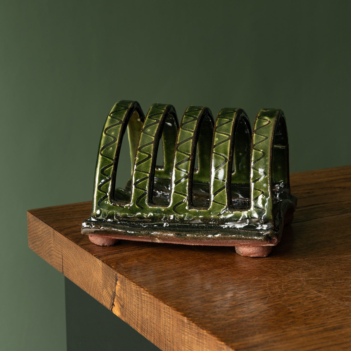 Joshua Williams green earthenware toast rack