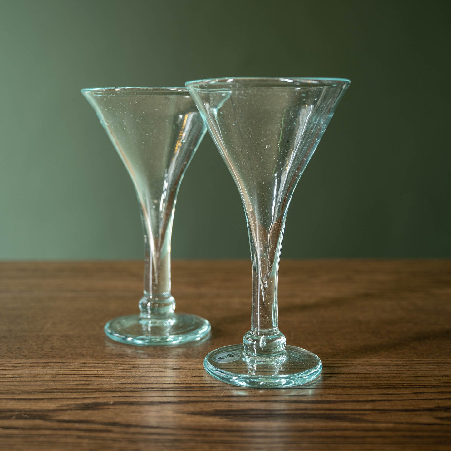 Pair of Recycled Glass La Soufflerie Martini Glasses