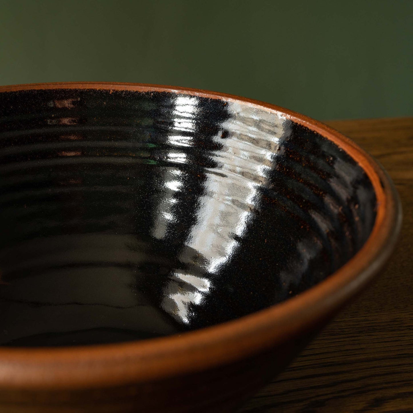 Leach Pottery Tenmoku XL Bowl Inside View