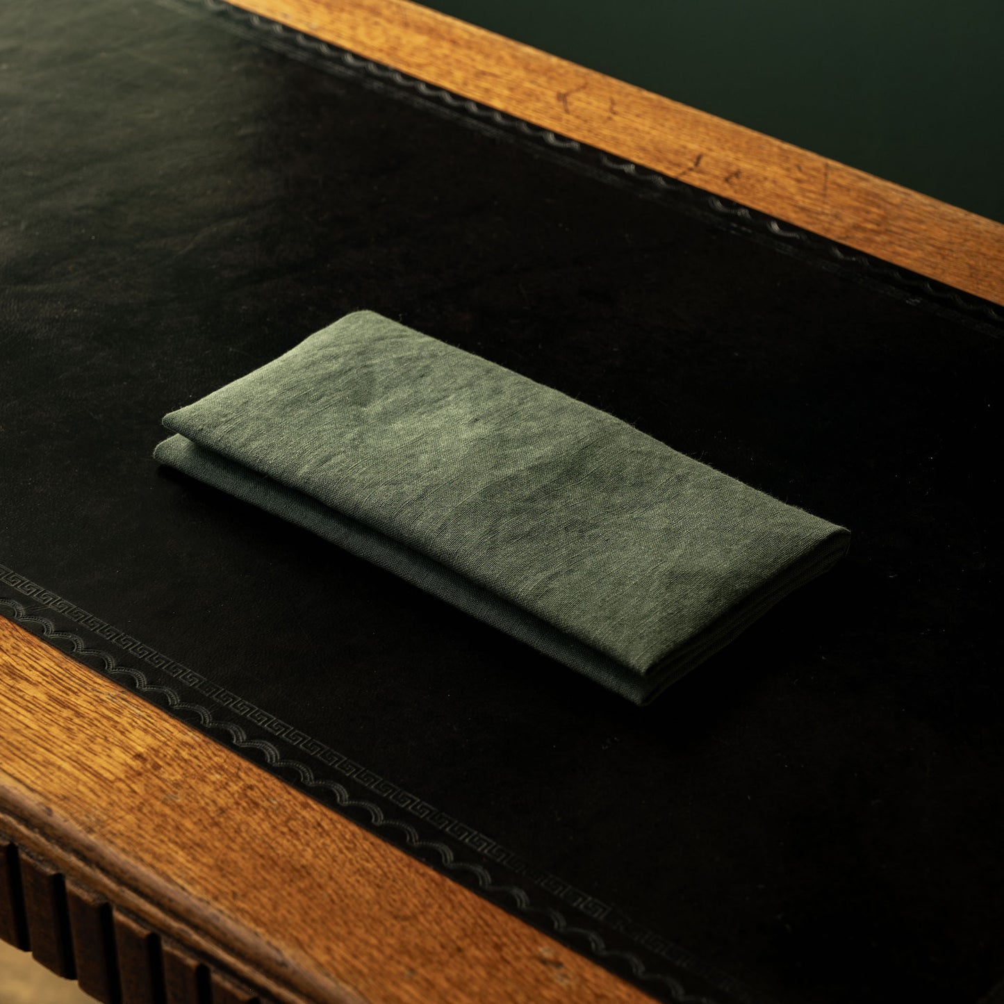 Libeco Belgian Linen Folded Skye Napkin in Jade