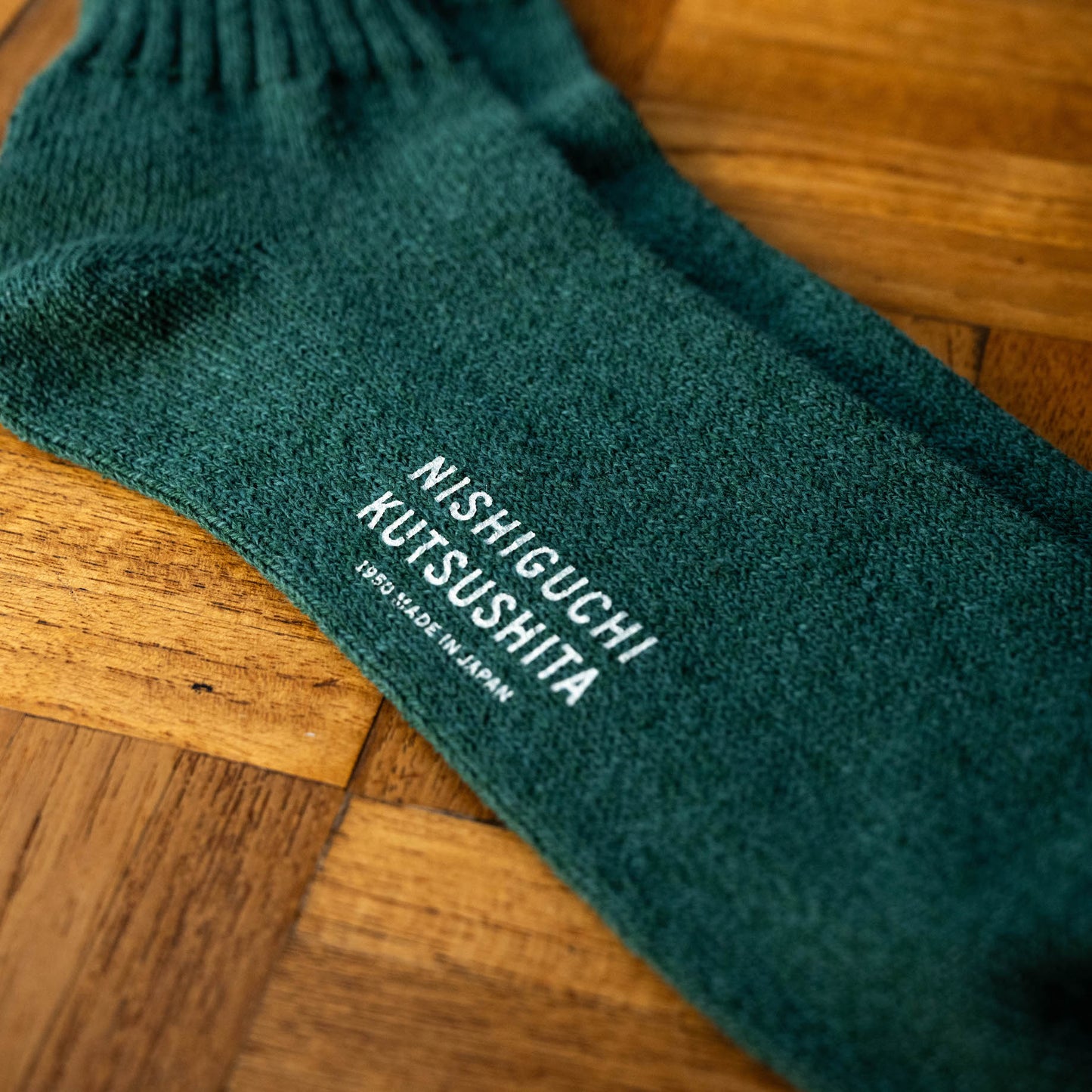 Nishiguchi Kutsushita Amazon Green Silk Cotton Socks Sole