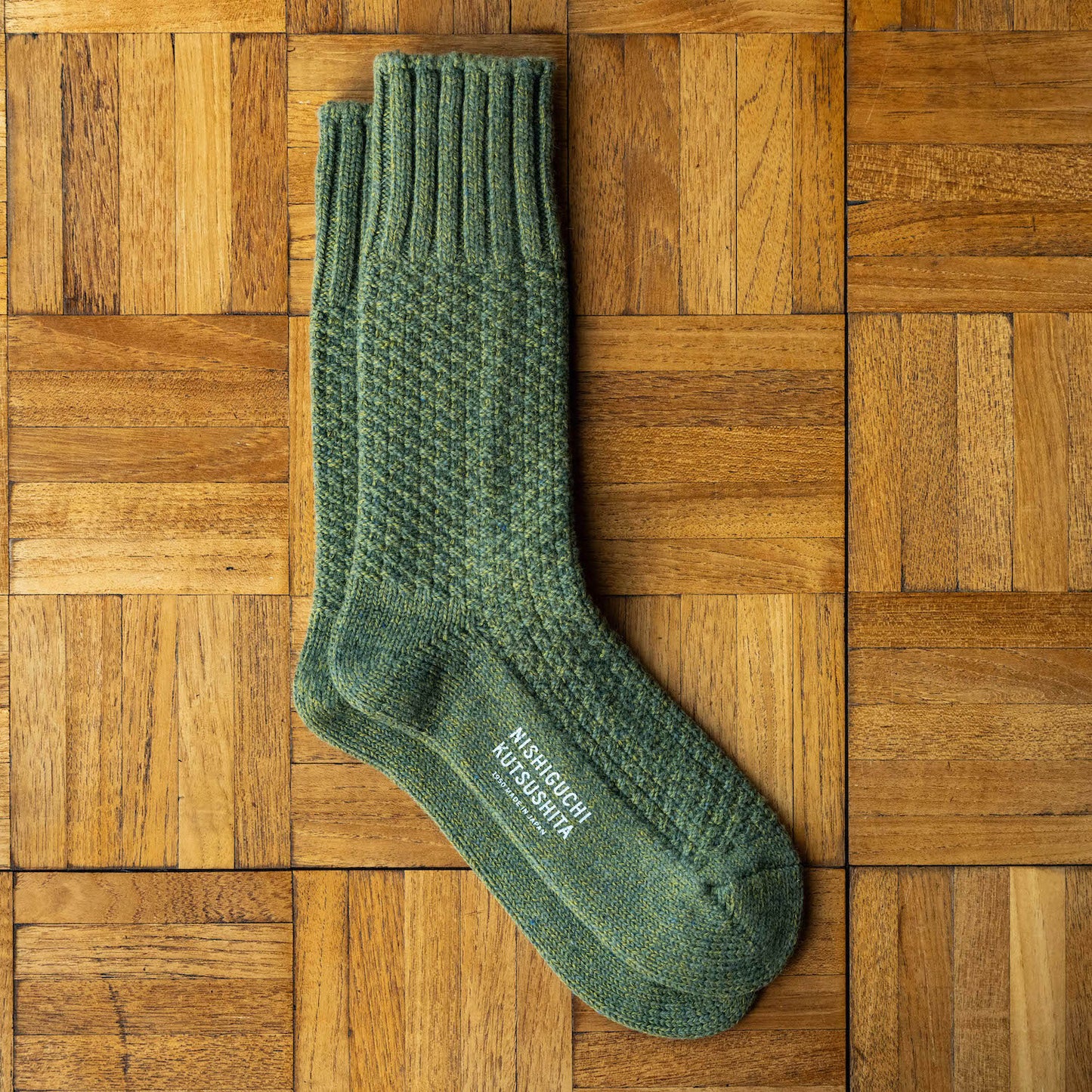 Moss Green Nishiguchi Kutsushita Wool Boot Socks