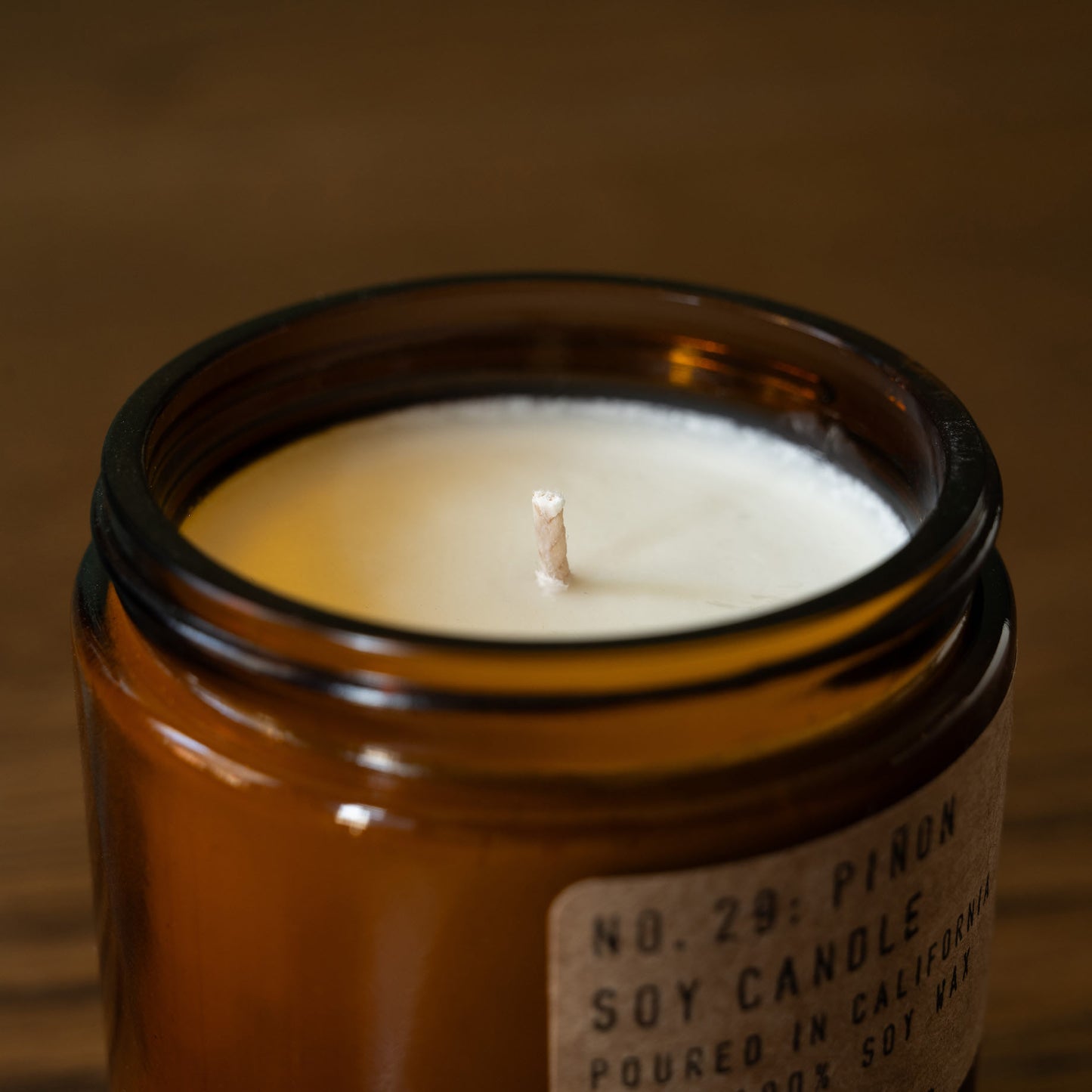 PF Candle Co Piñon soy wax candle cotton wick.