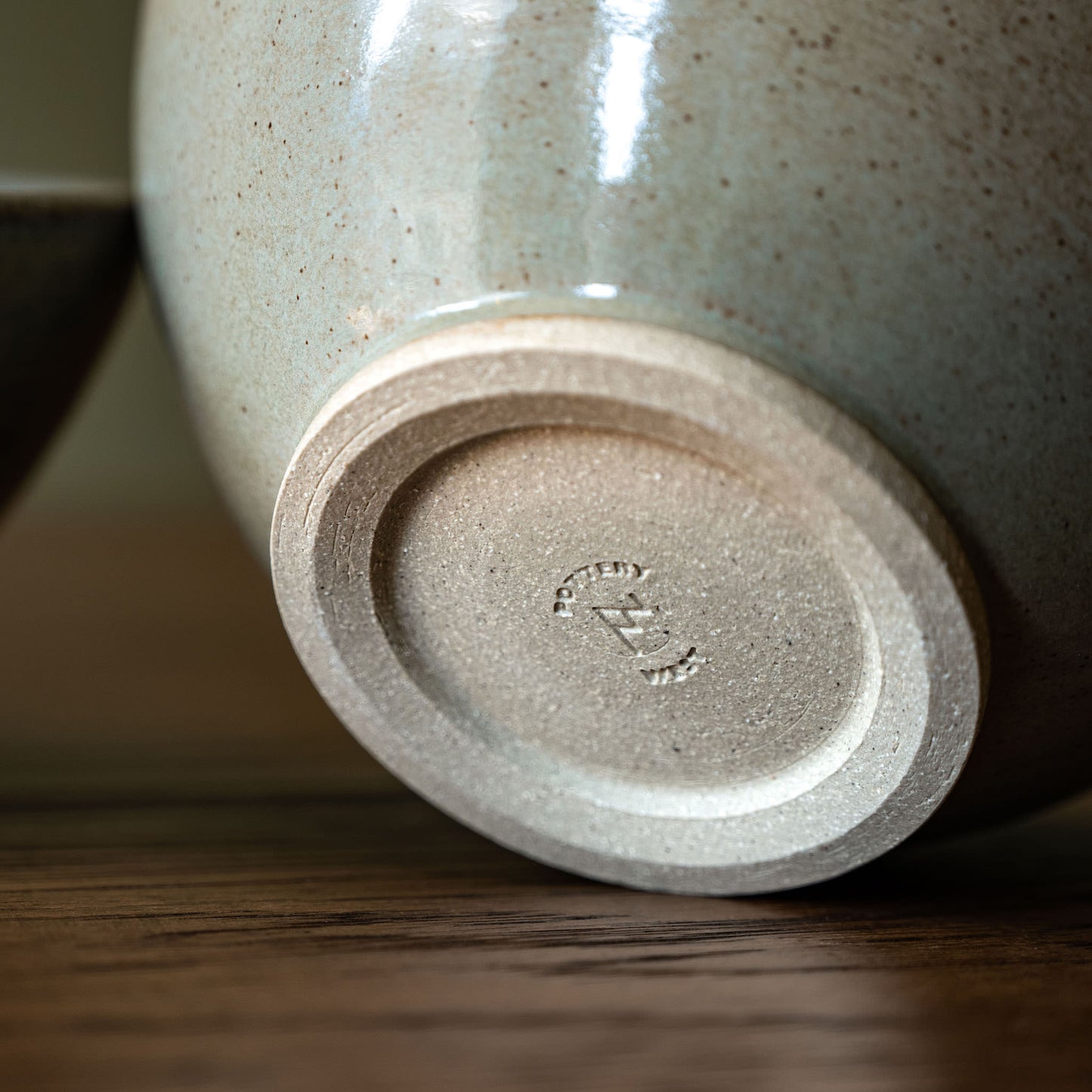 Pottery West Olive Glaze Stoneware Cereal Bowl Base