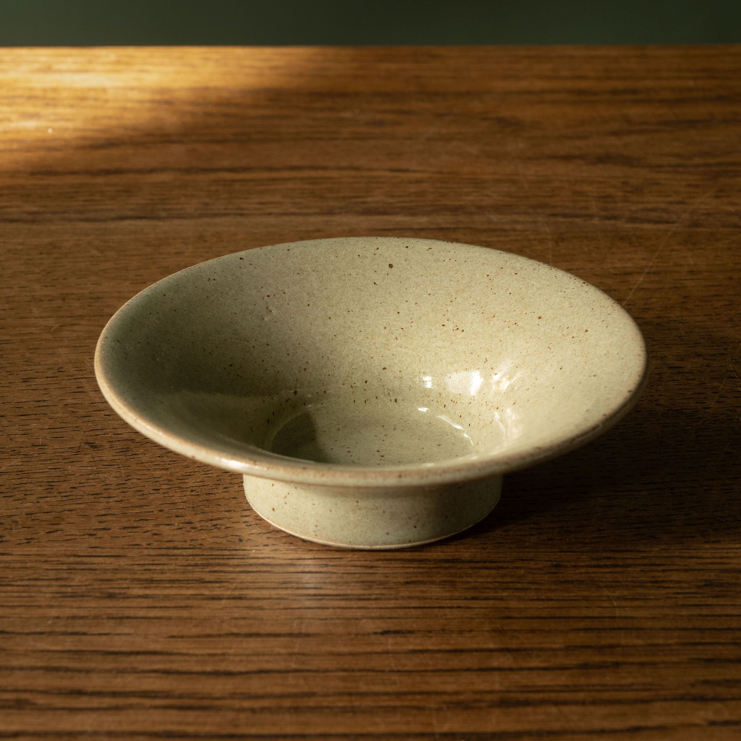 Pottery West Stoneware Stumpie Candle Holder in olive glaze.