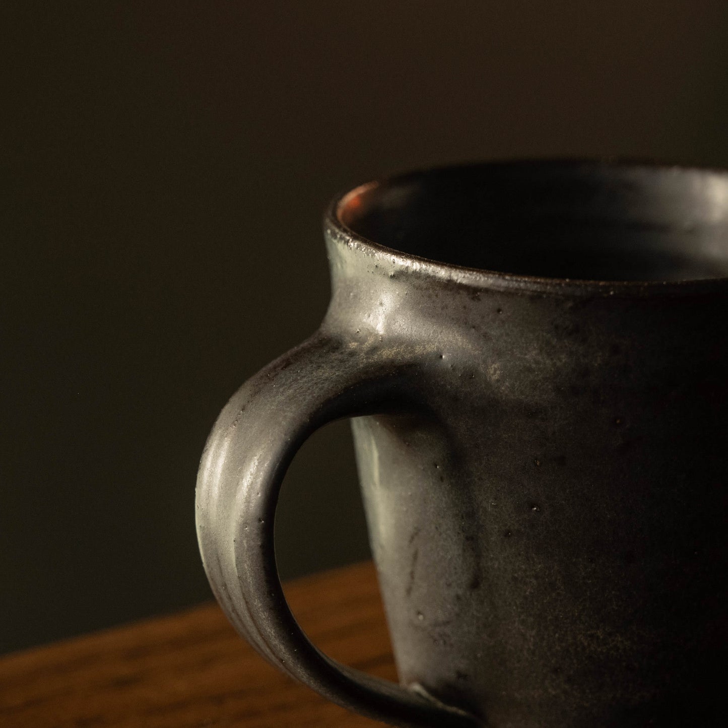 Pottery West charcoal espresso mug handle