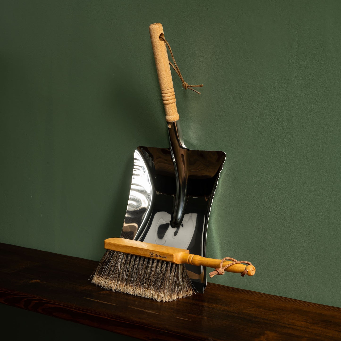 Redecker Horse Hair Hand Brush & Redecker Stainless Steel Dustpan