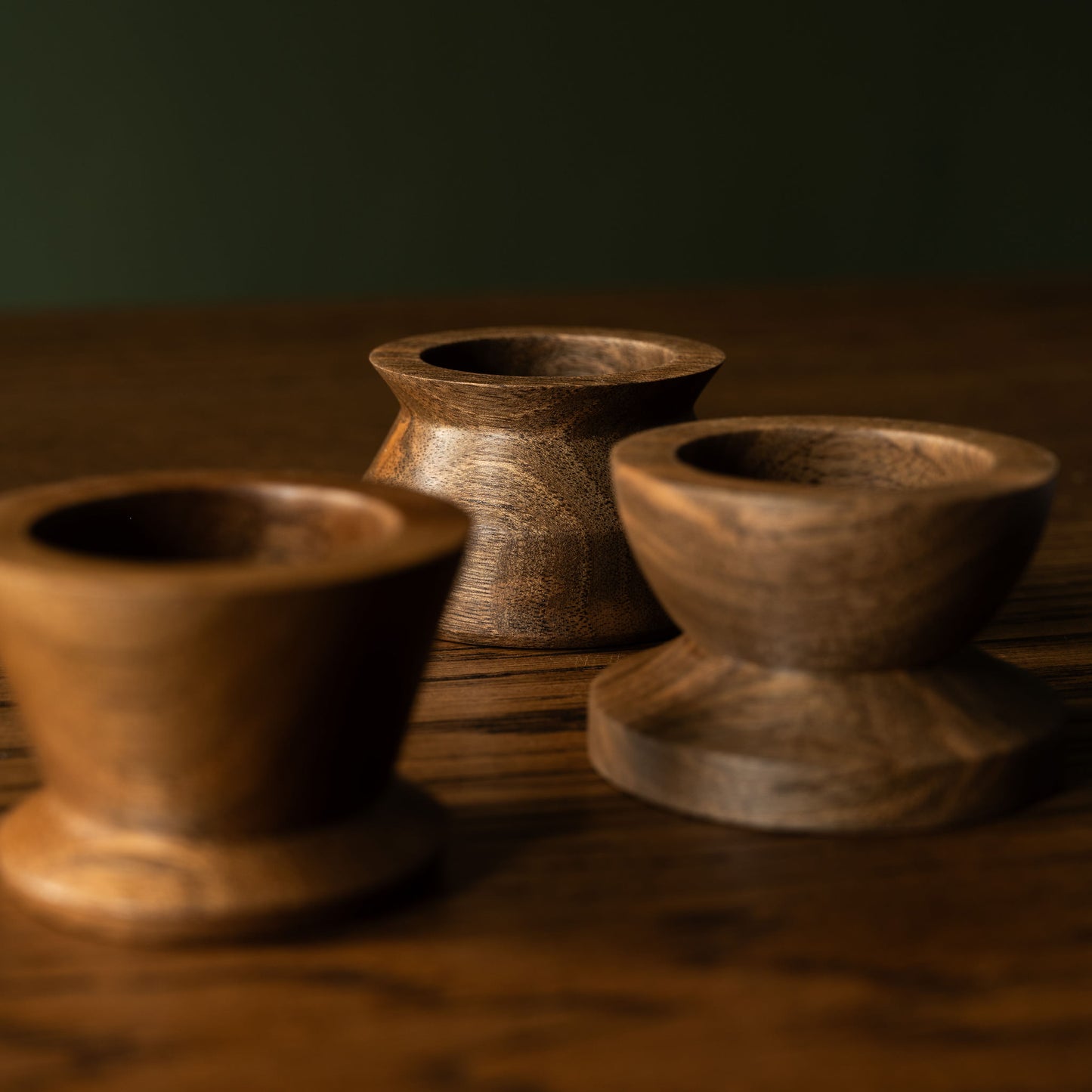 Assorted designs of Selwyn House Walnut Egg Cups