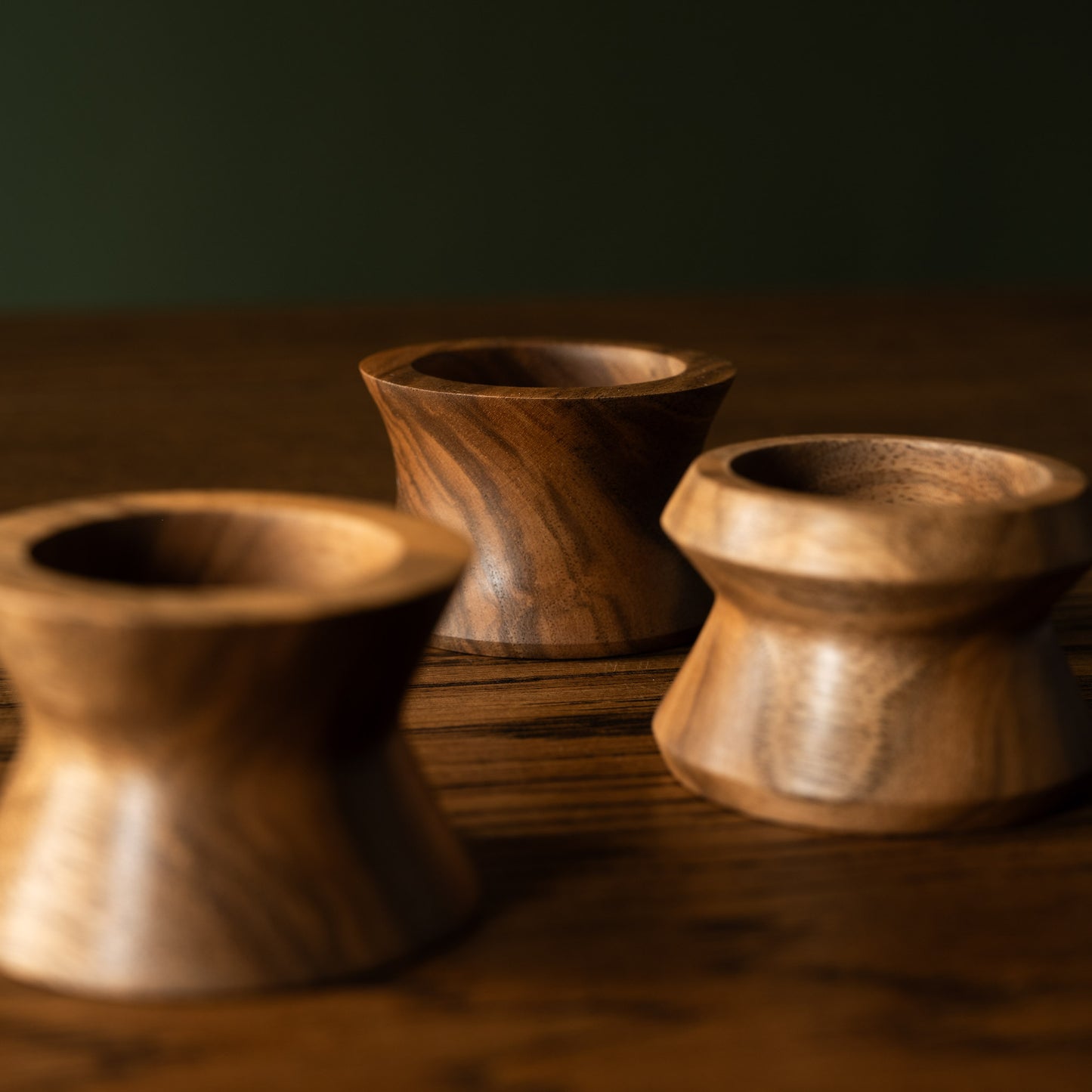 Selwyn House Walnut Egg Cups in assorted shapes & sizes