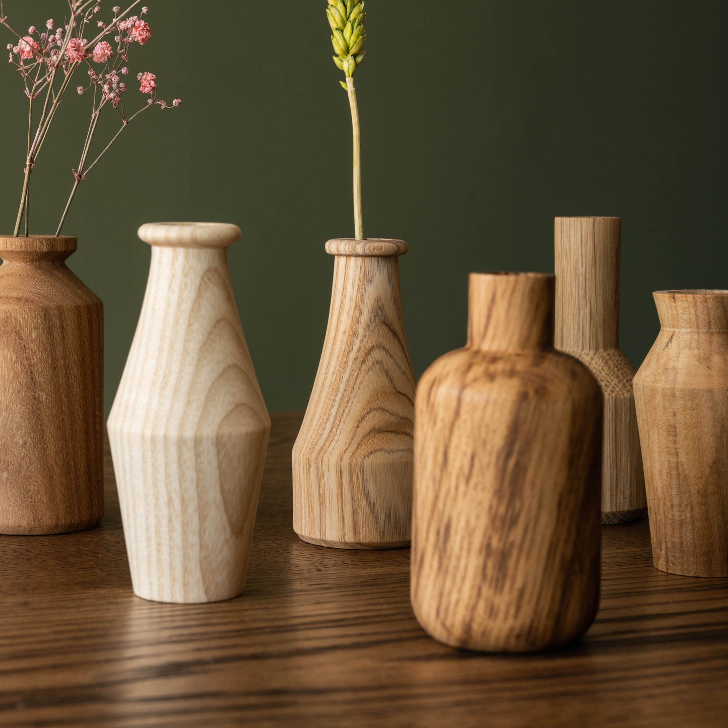 Selwyn House Hand Turned Mini Wooden Vaes in Mixed Woods & Various Shapes