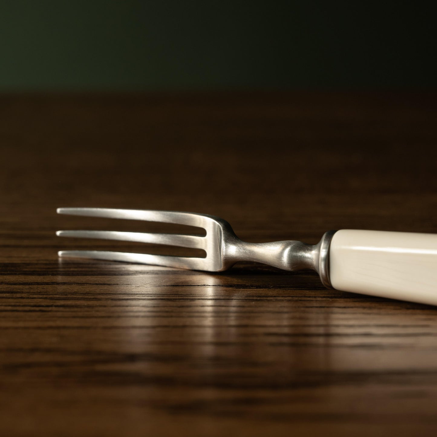 Tricketts of Sheffield Cream Handled Tea Fork close up