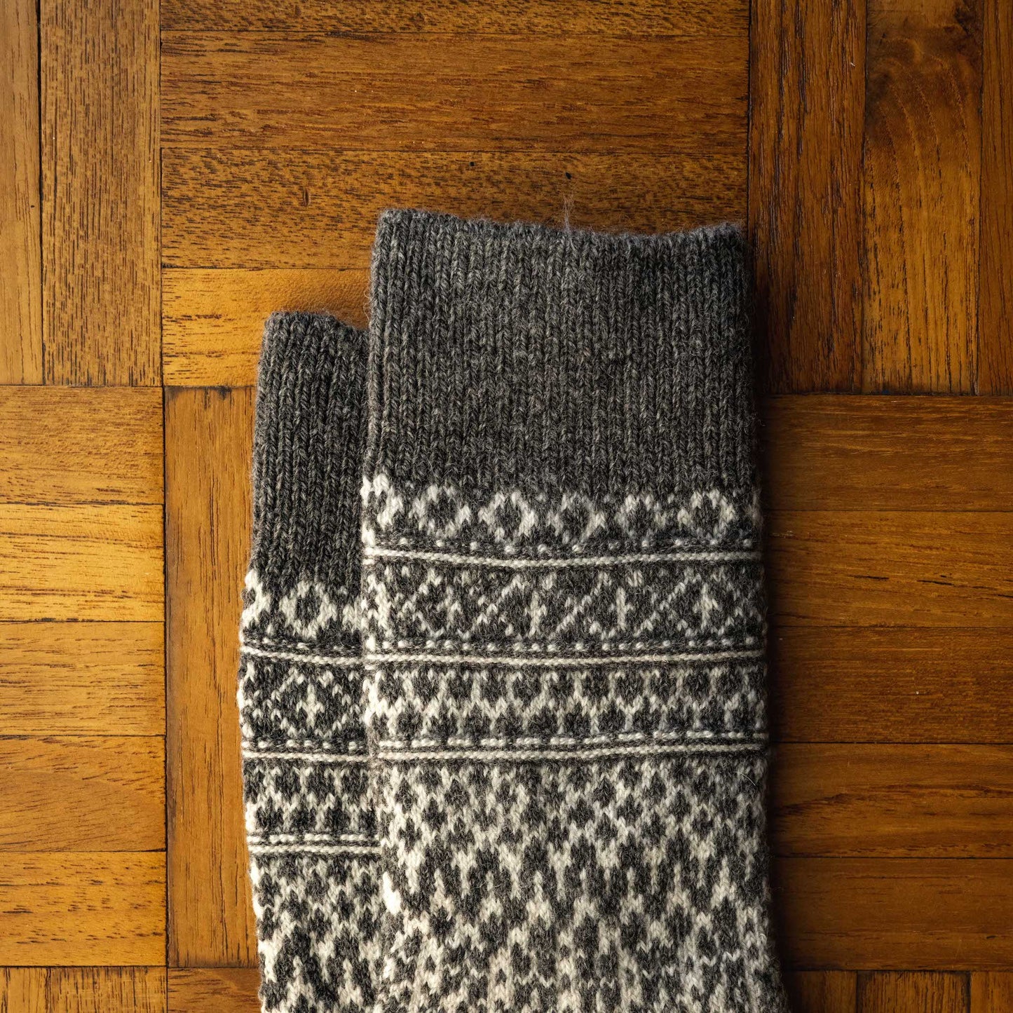 Wool Jacquard Socks Grey/White