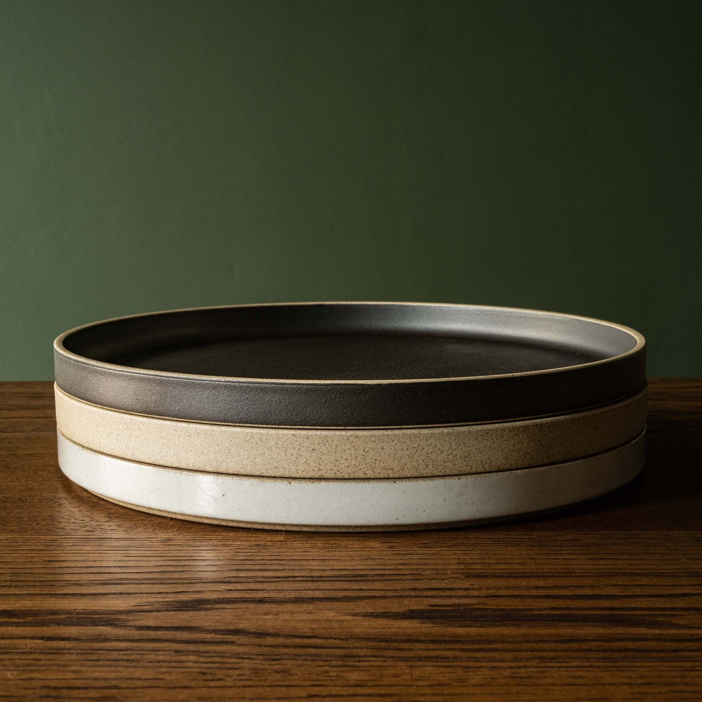 Hasami porcelain black stacking dinner plates