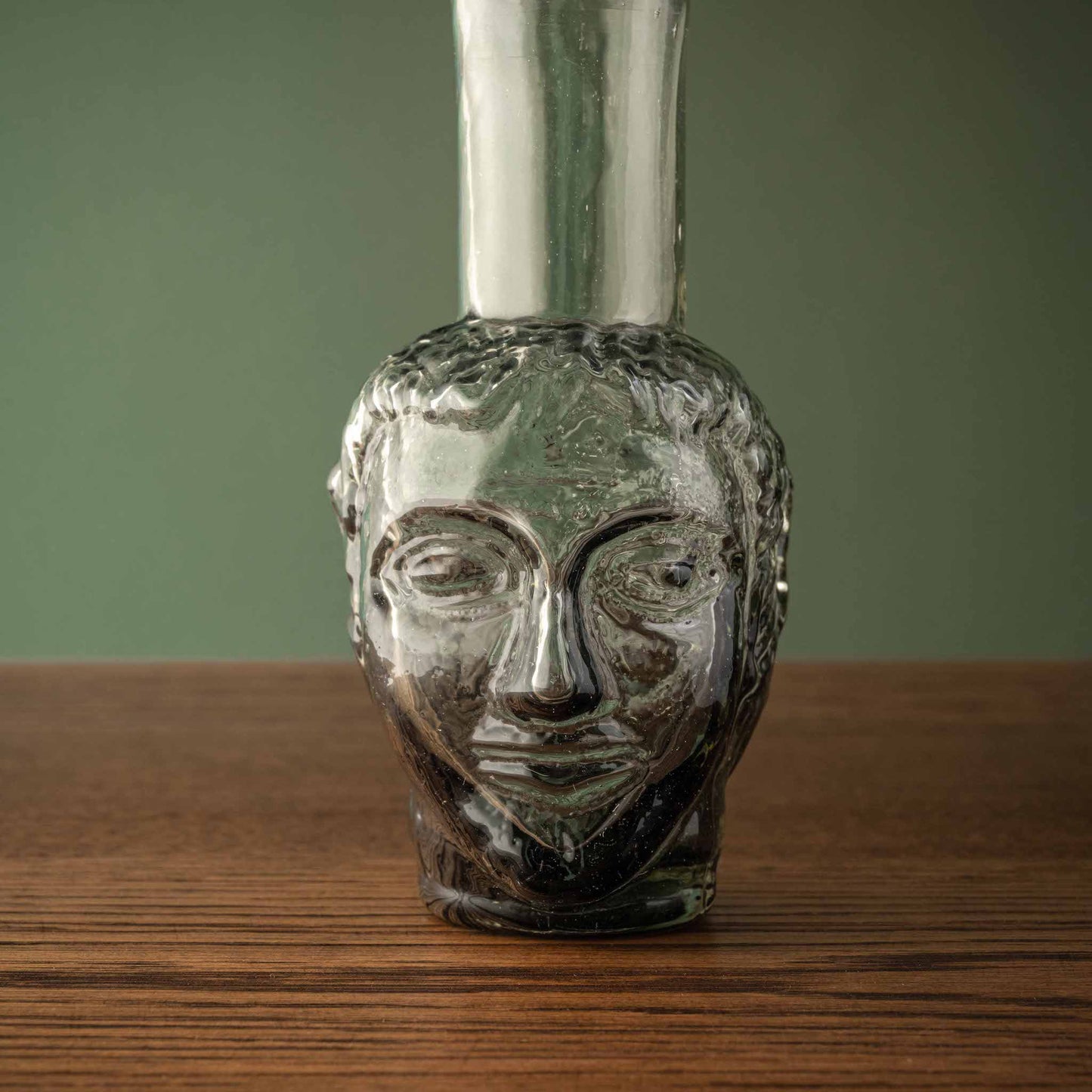 Smoke Recycled Glass La Soufflerie Vase Tete Face Close UP