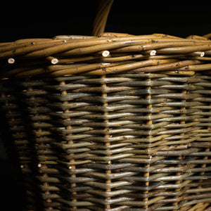 Close Up of Woven Willow Shopping Basket