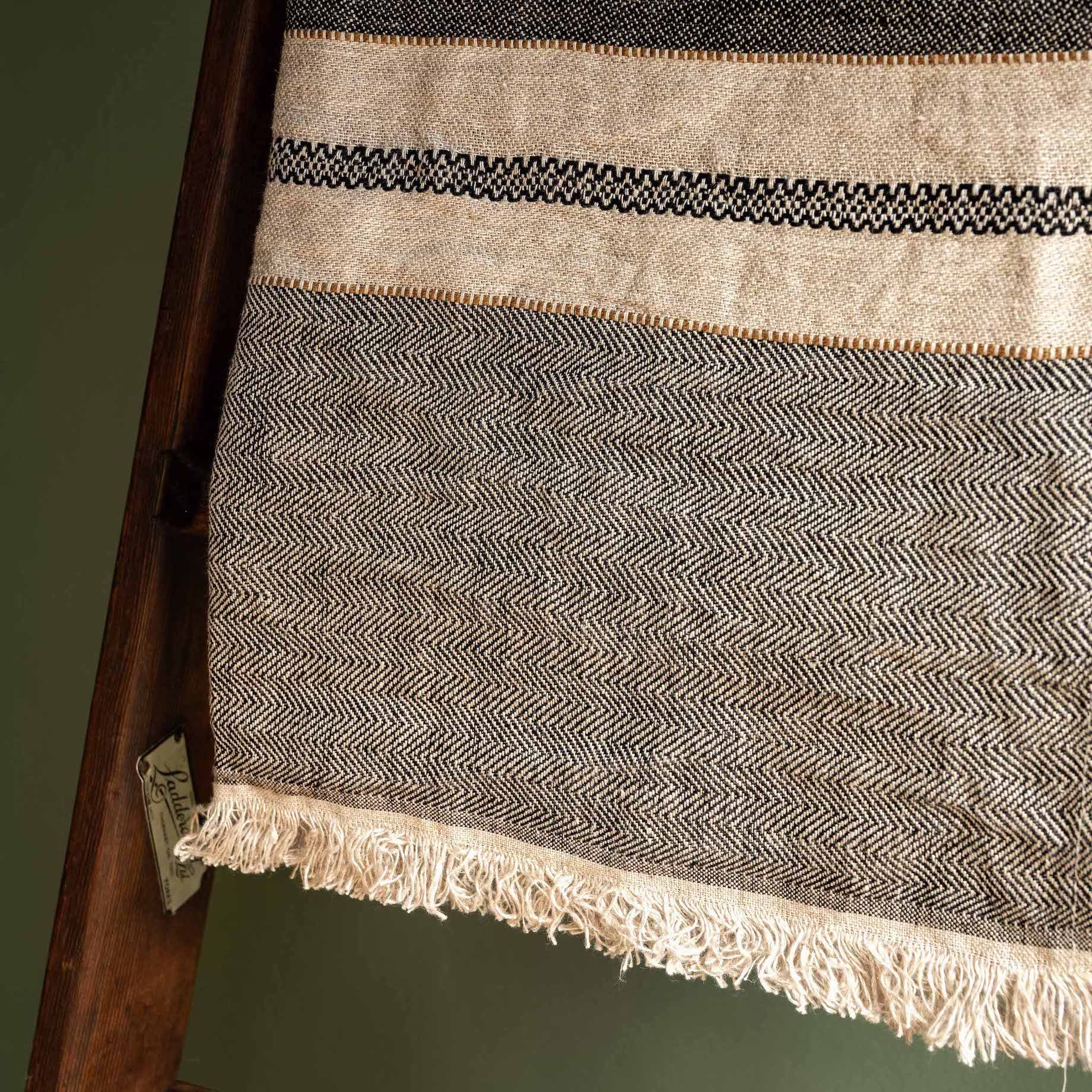 Libeco Belgian Linen Tack Stripe Guest Towel fabric close up