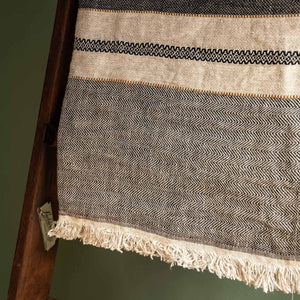 Libeco Belgian Linen Tack Stripe Guest Towel fabric close up