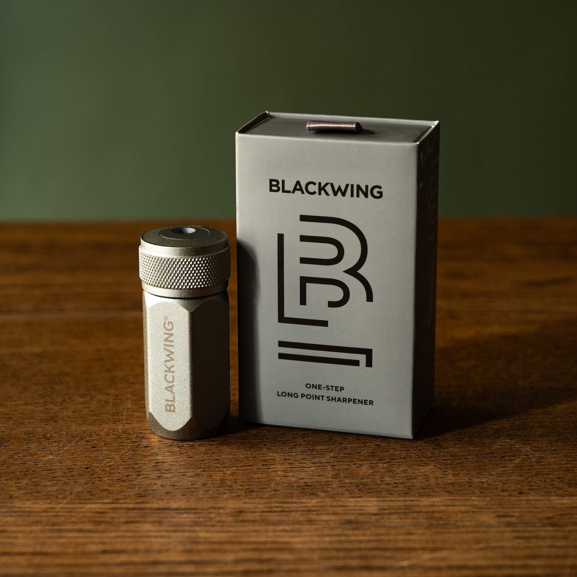 Blackwing grey Long Point Pencil Sharpener & box