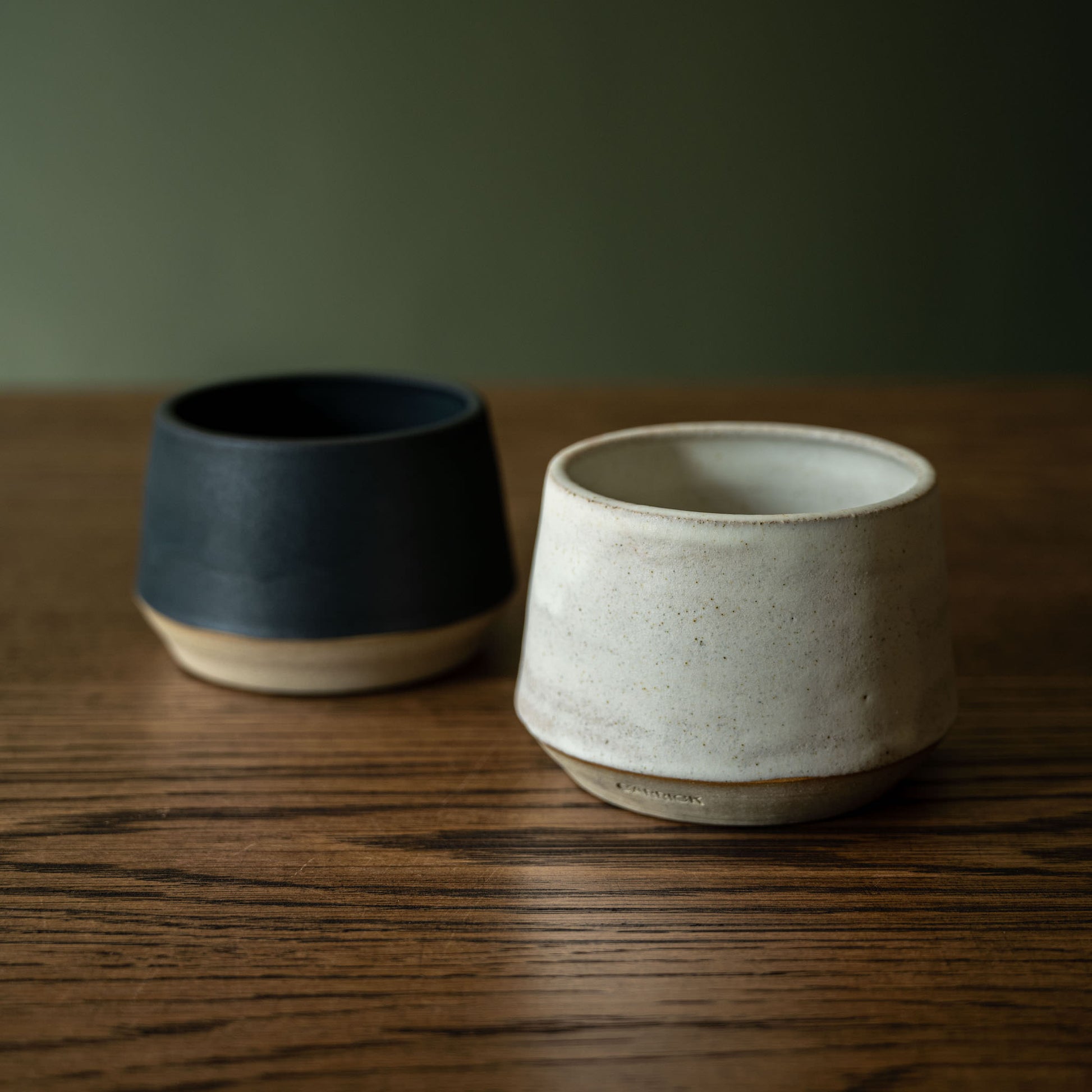Carrick Short Stoneware Tumblers in Charcoal & Almond