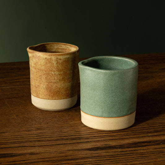 Carrick Ceramics Stoneware Pourers in green & toast glazes
