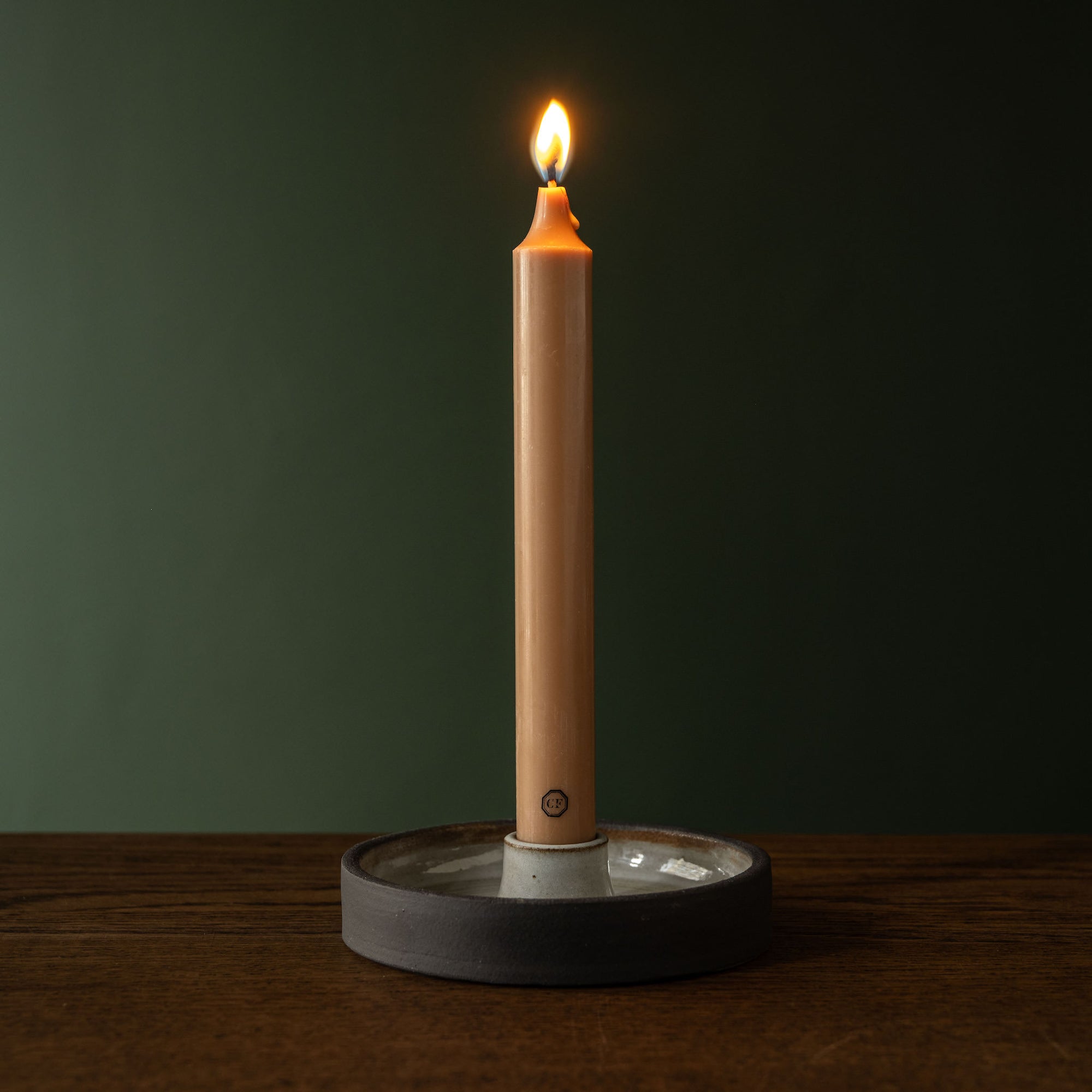 Carriere Freres Cedar Taper Candle in candle holder