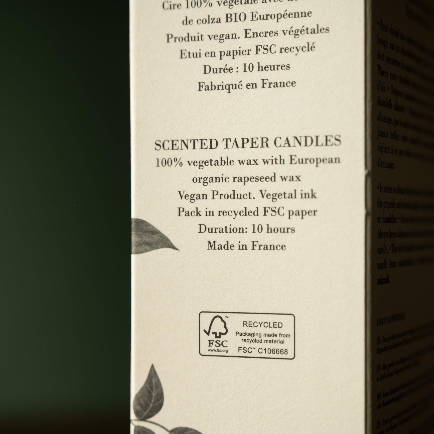 Carriere Freres Jasmine Taper Candles Box