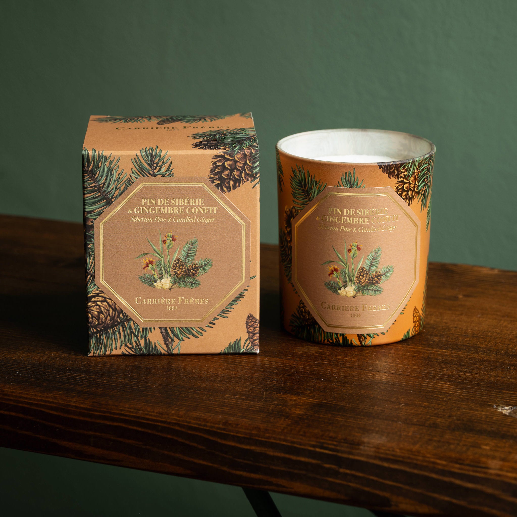 Carriere Freres Siberian Pine & Candied Ginger Candle & box