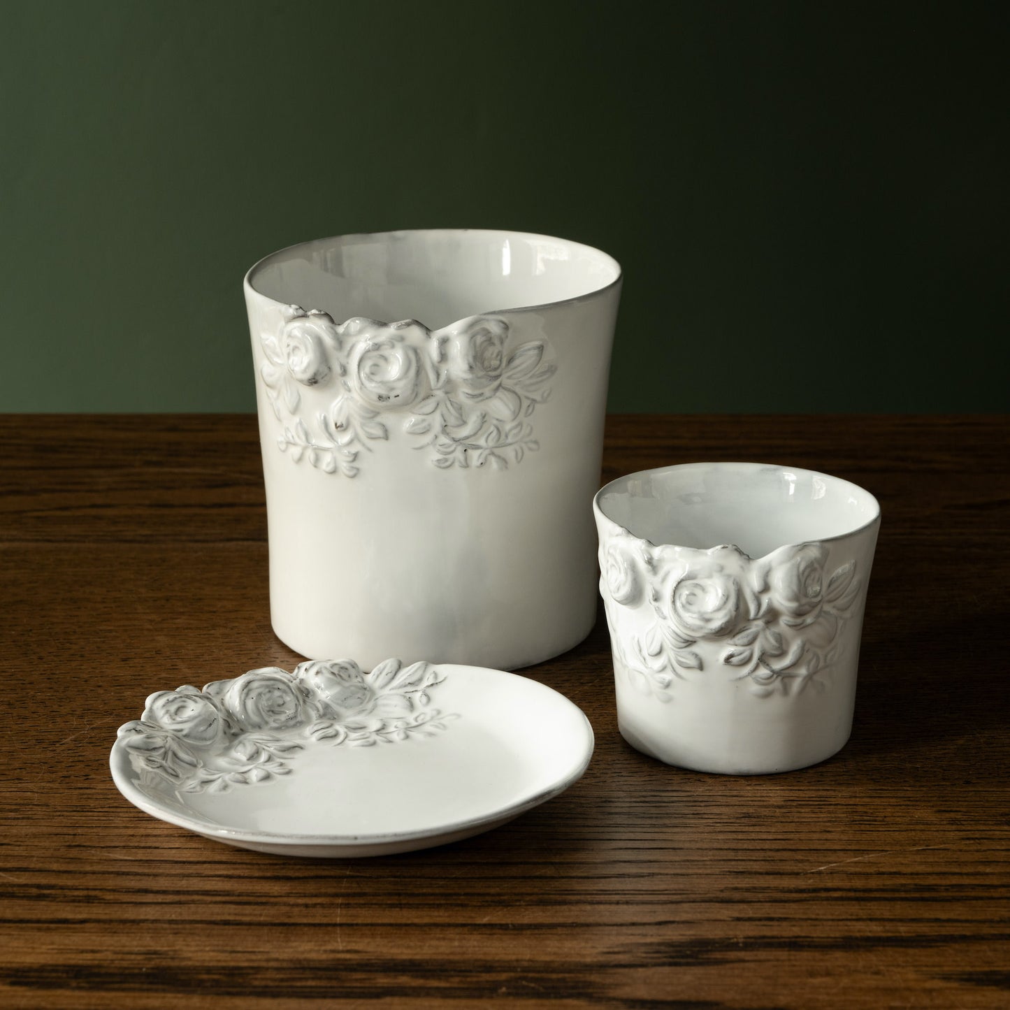 Carron Paris Rose collection, small plate, small tumbler & XL tumbler.