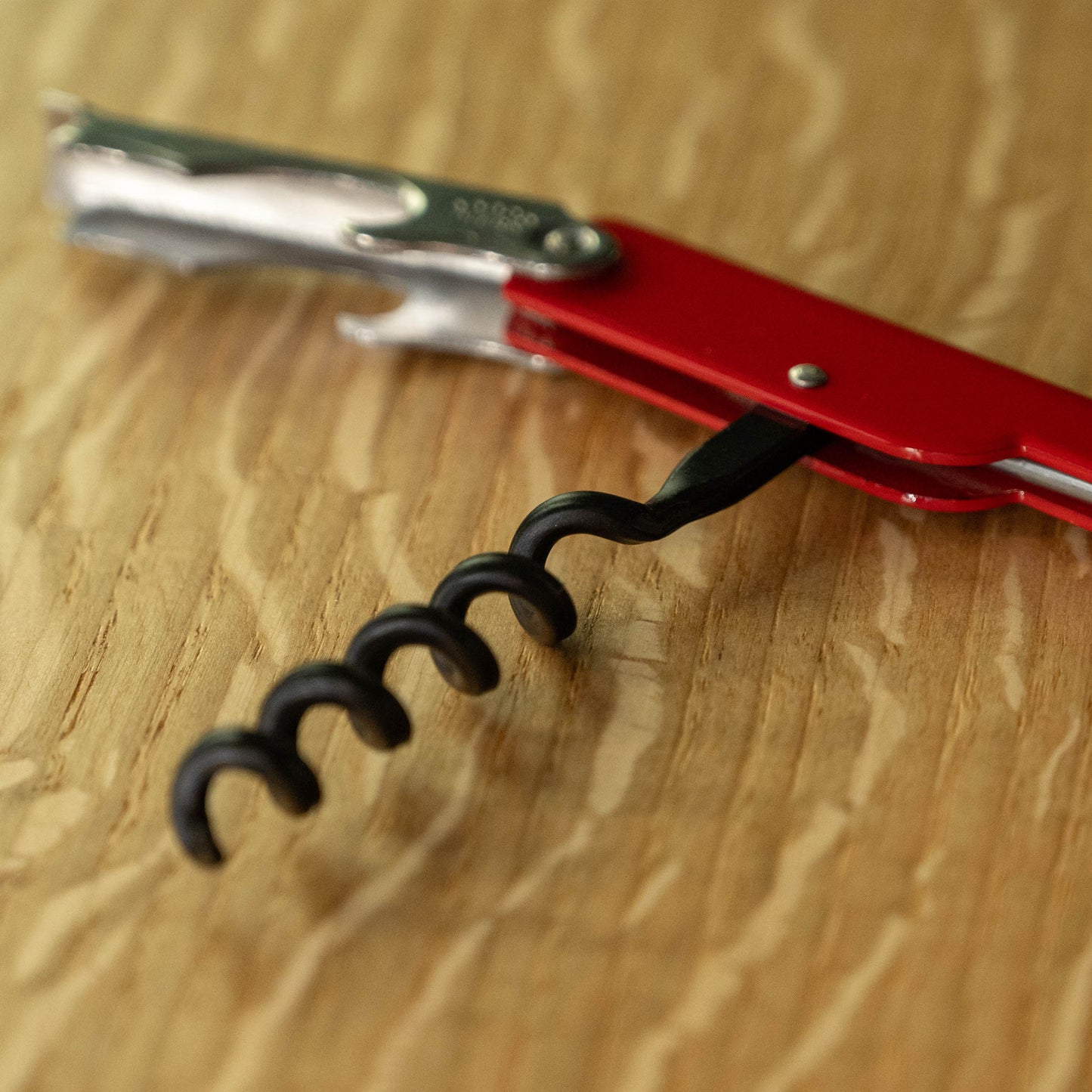 Red Cartailler Deluc corkscrew teflon coated worm close up 