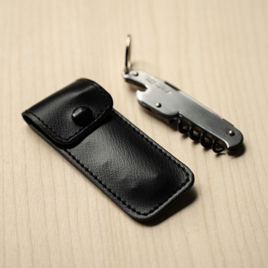 Cartailler Deluc Stainless Steel Keyring Corkscrew with case.