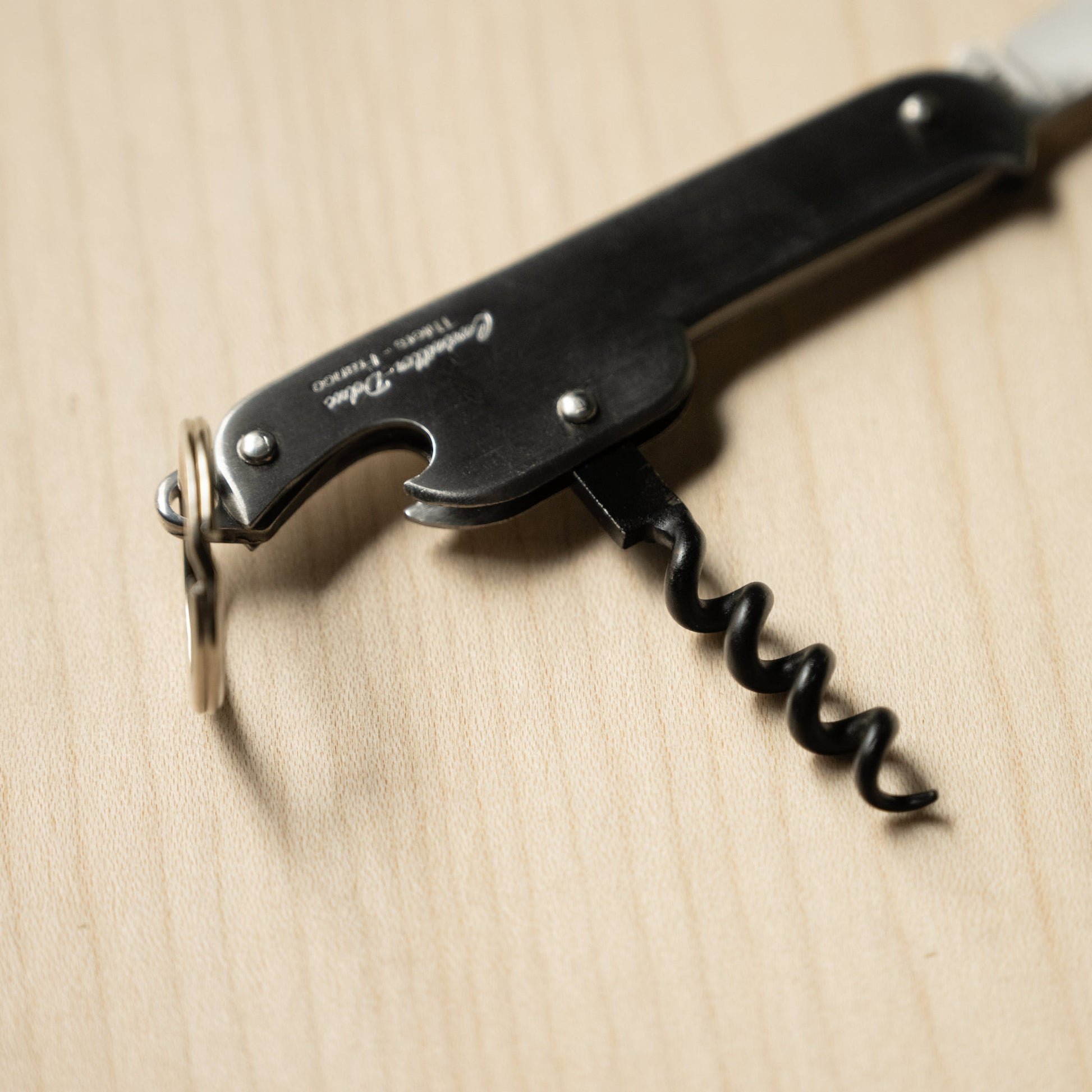 Cartailler Deluc Keyring Corkscrew with non stick PTFE worm.