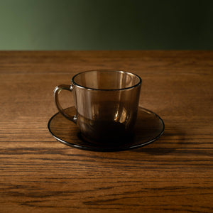 Duralex Lys glass tea cup and Saucer 