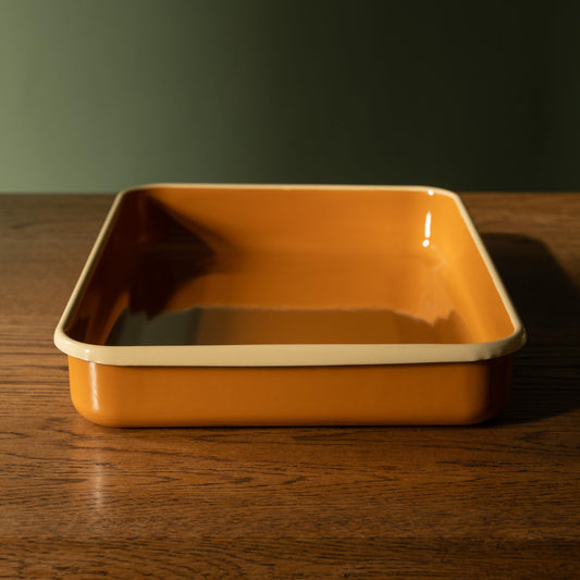 Tan & Beige Large Ractangular Enamel Pan