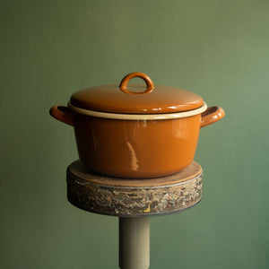 Enamel Round Lidded Pot with handles