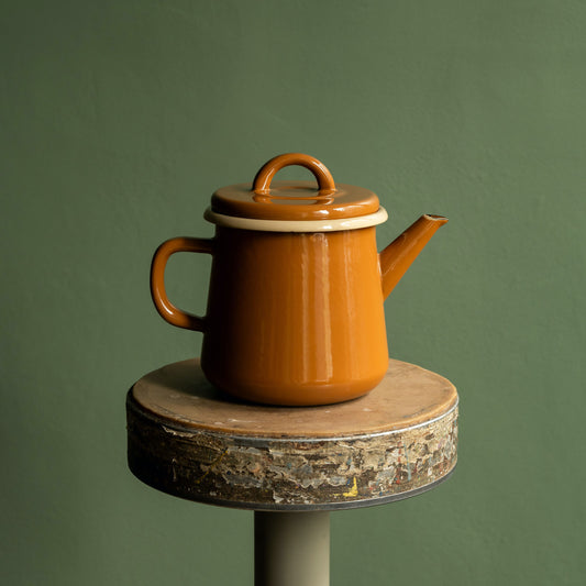 Enamel Tan & Beige Teapot