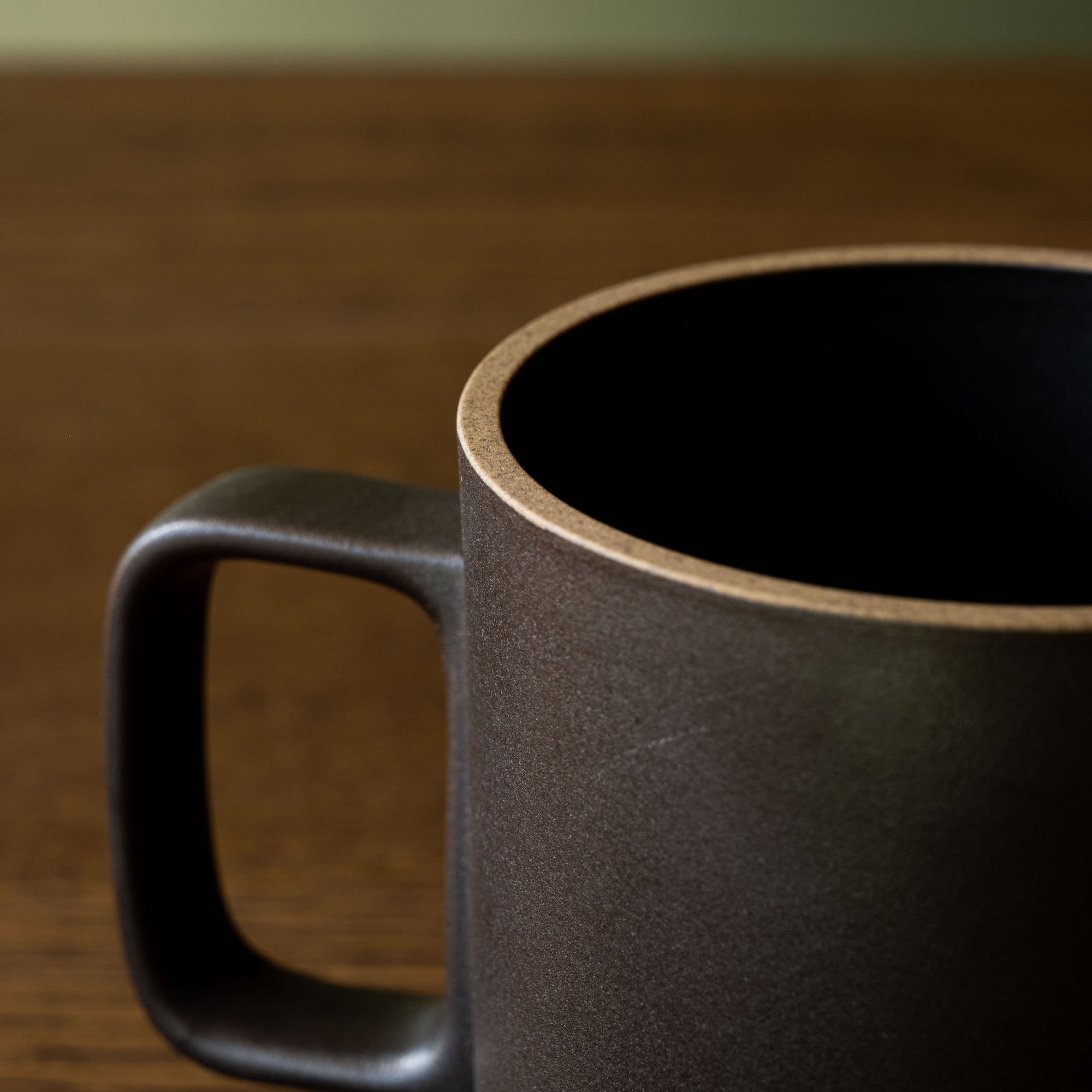 Hasami Porcelain Black Mug Close Up of Inside & Handle