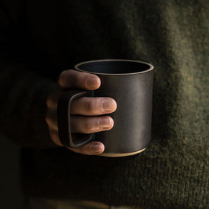 Hasami Porcelain Black Mug in Hand