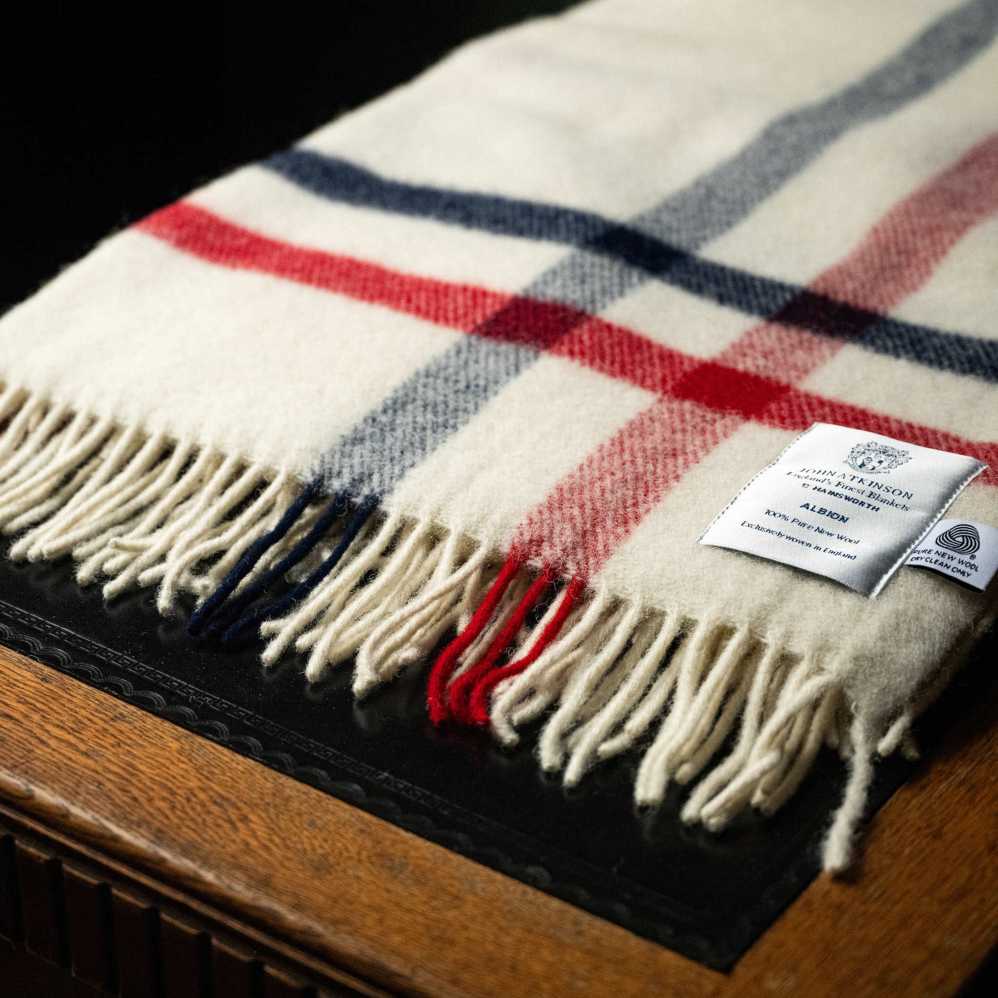 Fringing detail of John Atkinson Albion Pure Wool Throw.