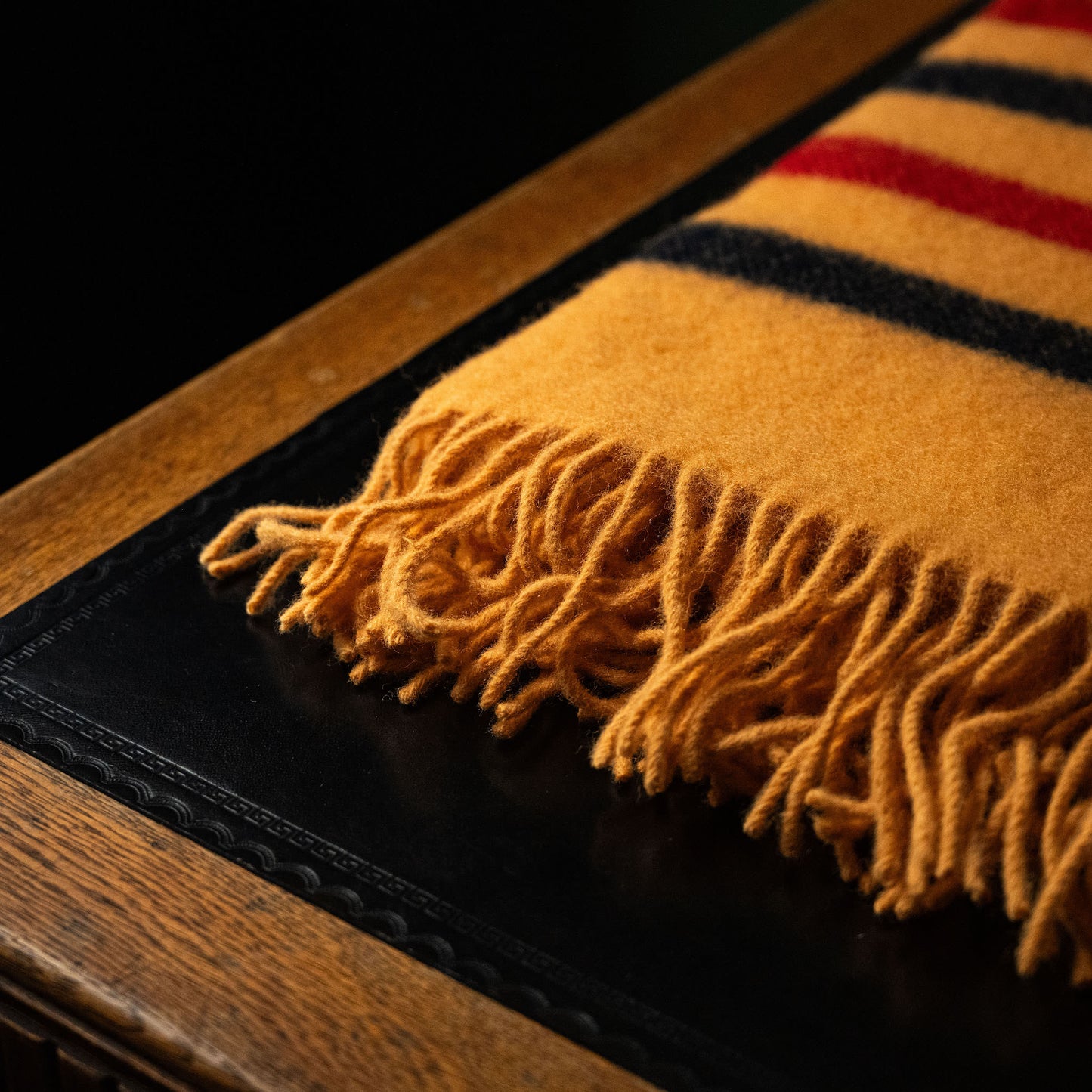 Fringing detail of John Atkinson Newmarket Pure Wool Throw.