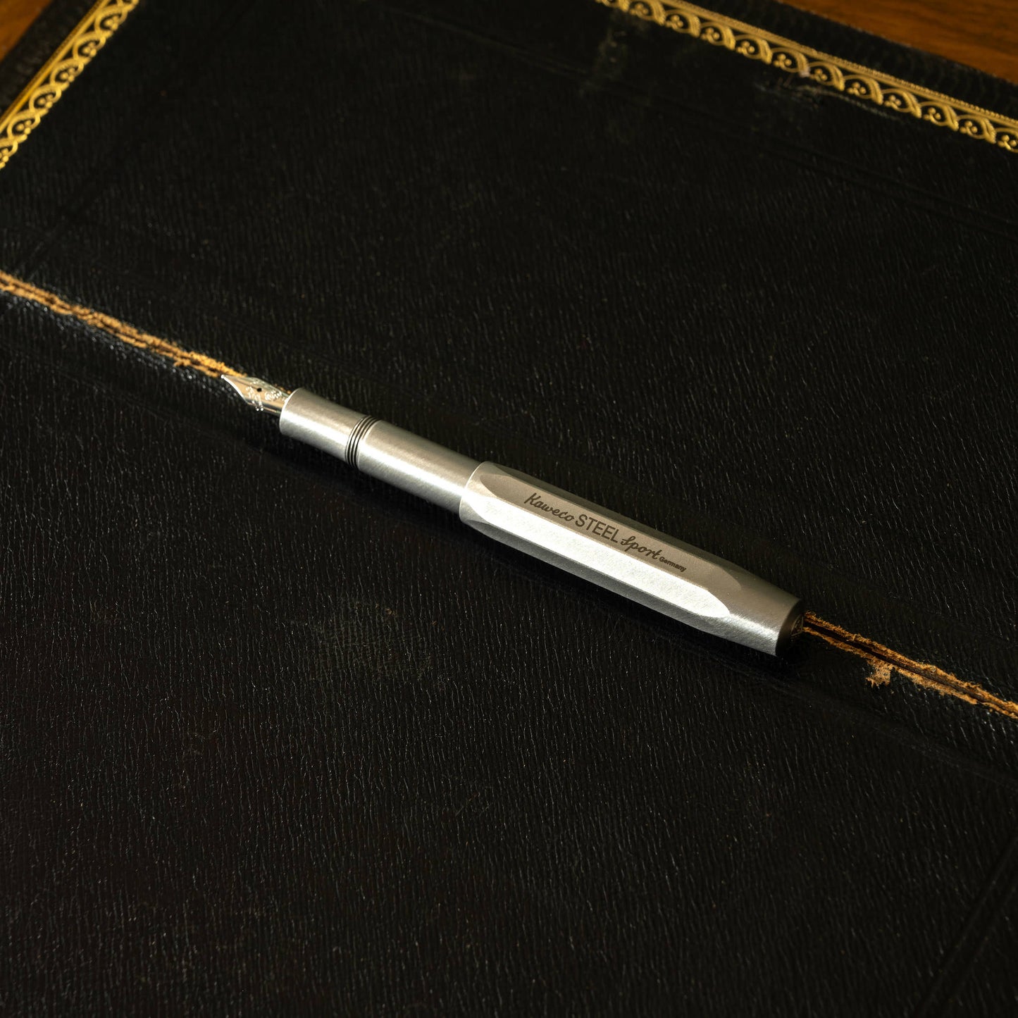 Kaweco Steel Sport Fountain Pen with lid off