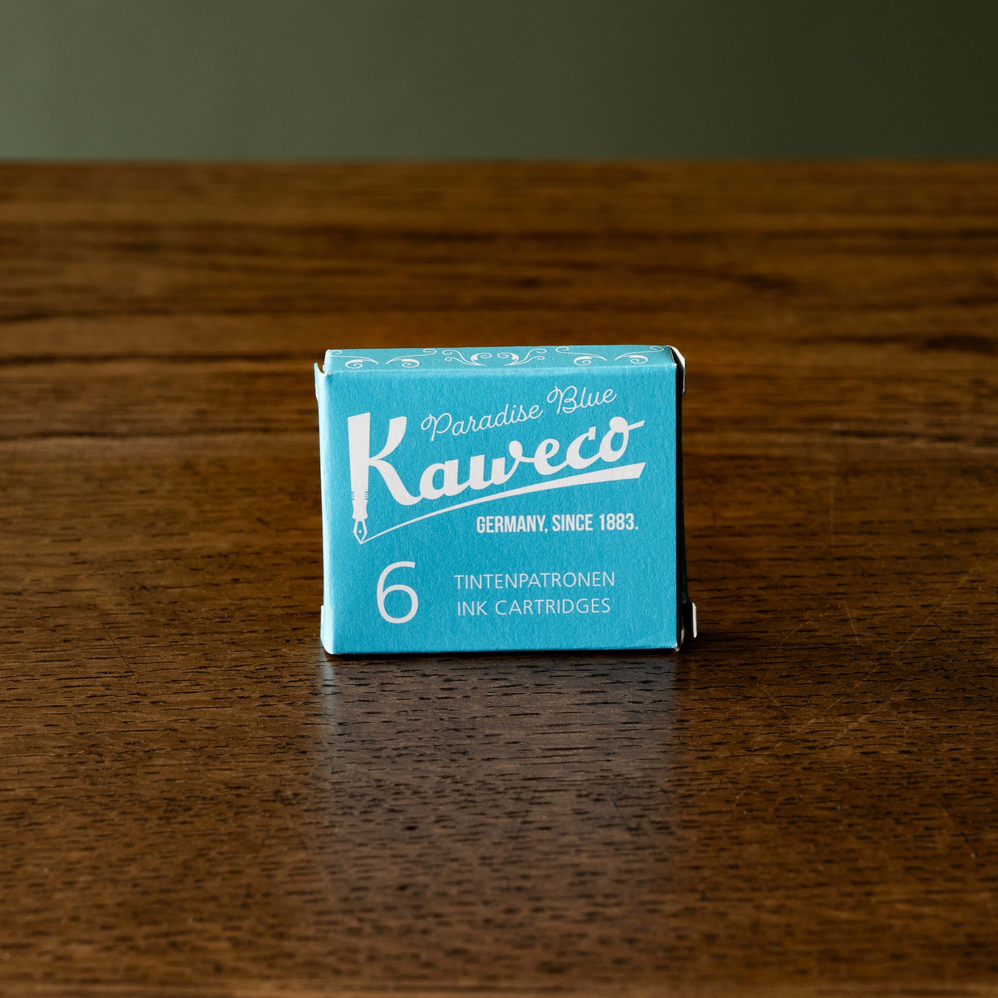 Kaweco Paradise Blue pack of 6 ink casrtridges.