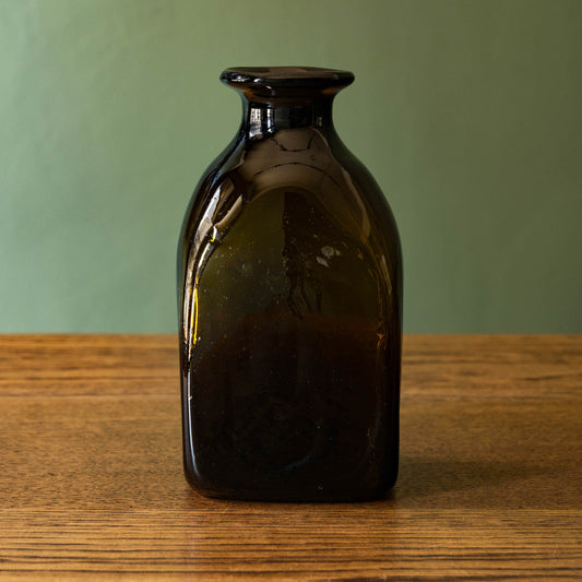 La Soufflerie Bouteille Carre Petit. A beautiful and versatile dark brown free blown glass bottle.  