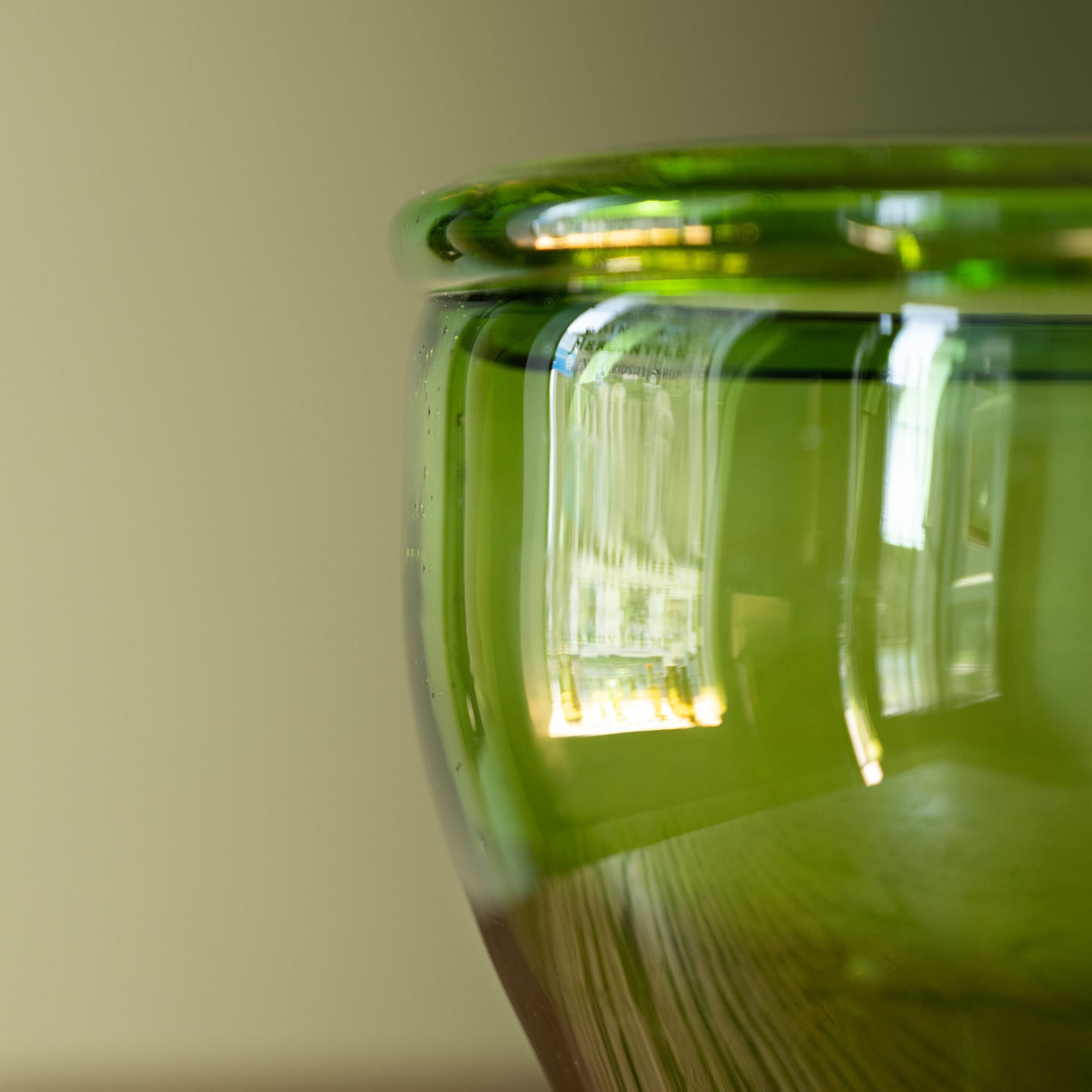 La Soufflerie Green Glass Nicoise Bowl Close Up