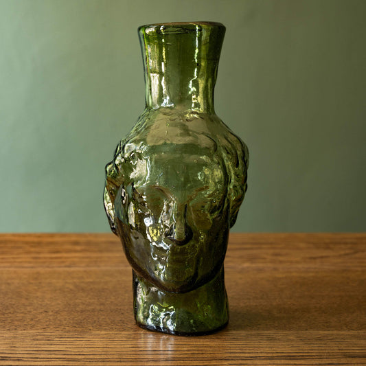 La Soufflerie Roma Droit vase in dark green recycled glass. 
