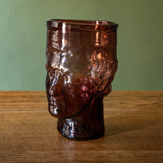 La Soufflerie Roma Vase. Mouth blown recycled glass in framboise colour.