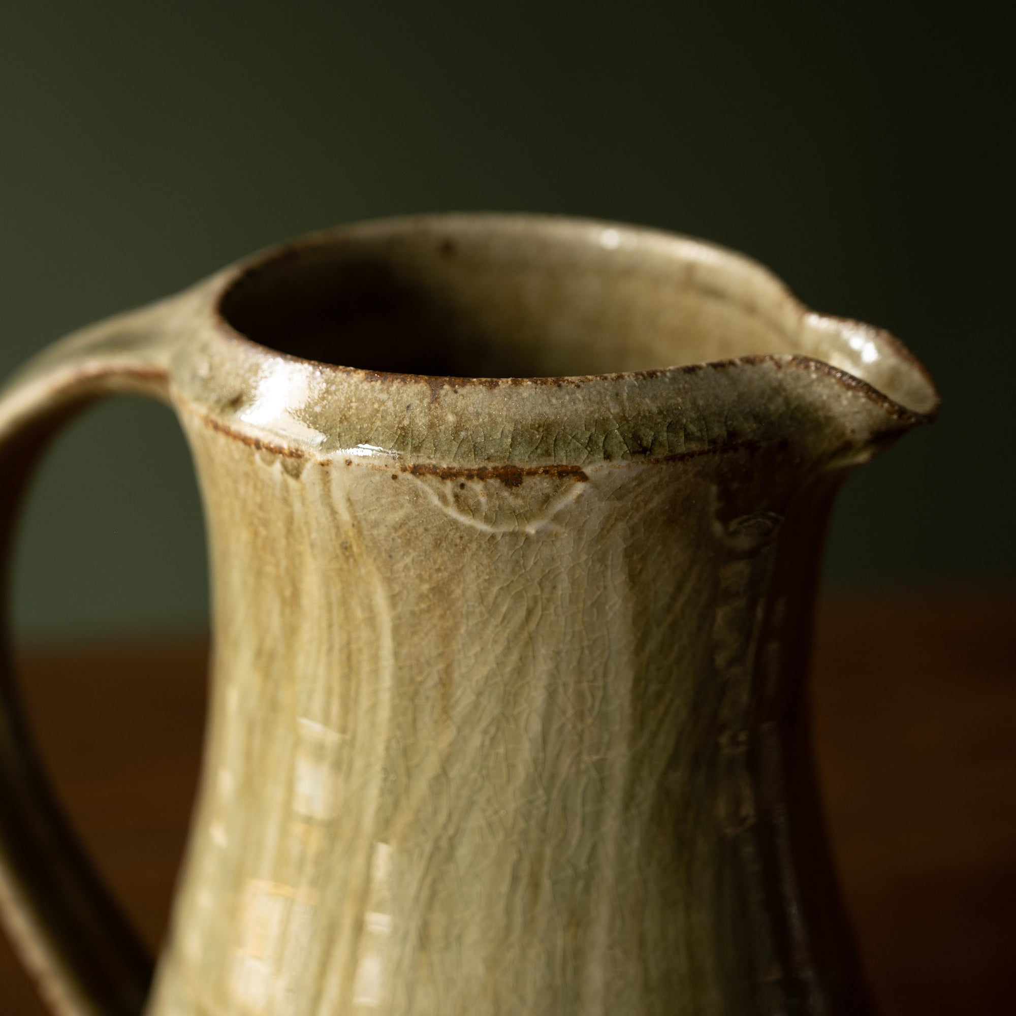 Leach Pottery Ash Medium Jug Spout close up